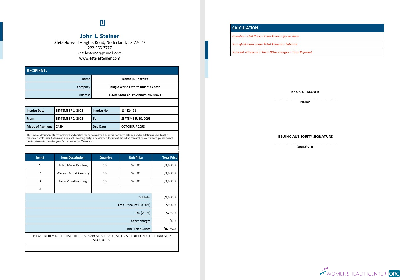 Download Free Freelance Artist Invoice Photoshop template